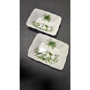 Royal Albert Trillium Bone China Trinket Nut Dishes Set of 2 England Gold Trim